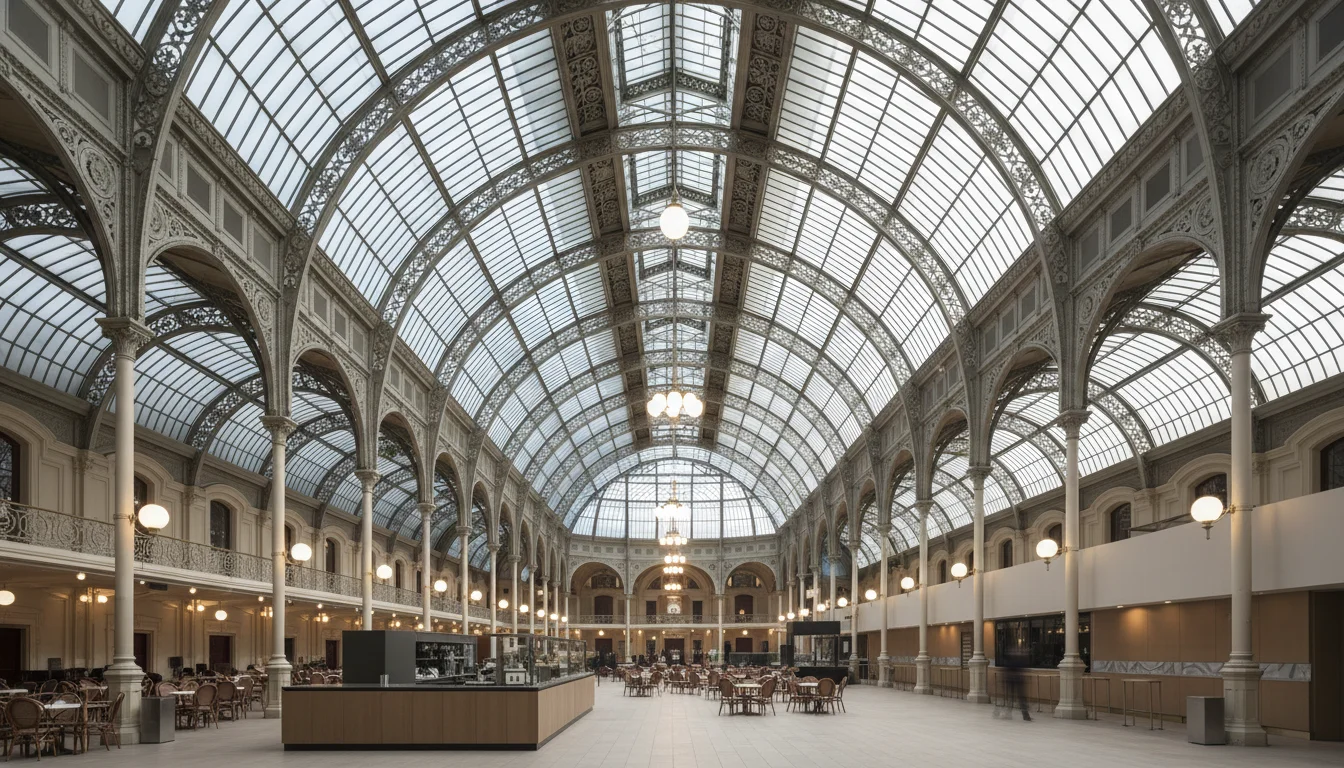 Royal Opera House - Paul Hamlyn Hall, האטריום הוויקטוריאני של זכוכית וברזל יציקה הפתוח לציבור